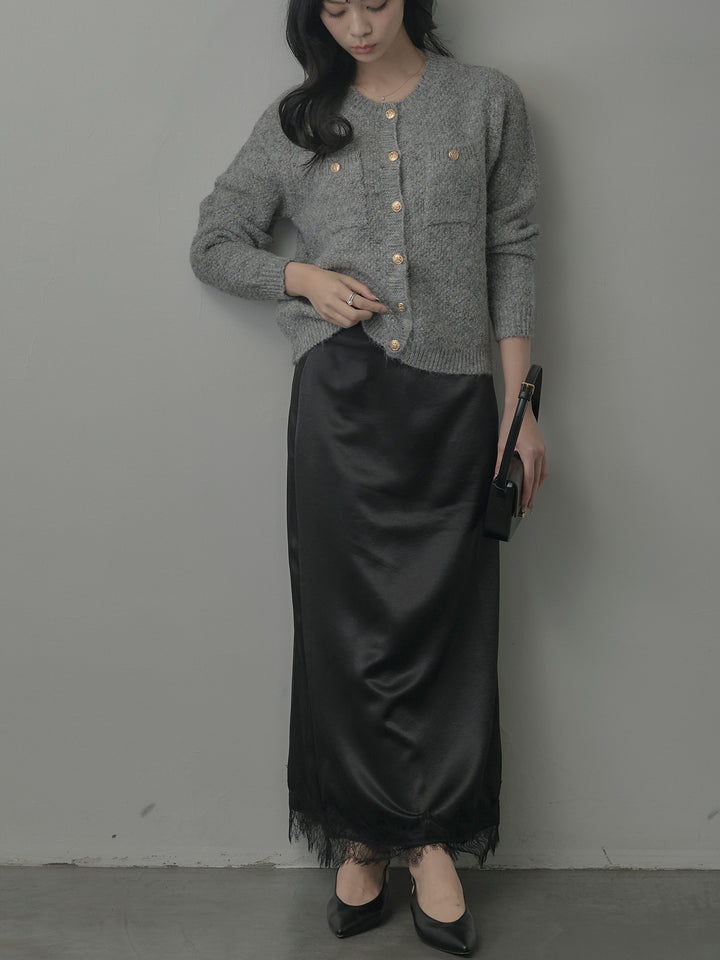 裾レースサテンスカート