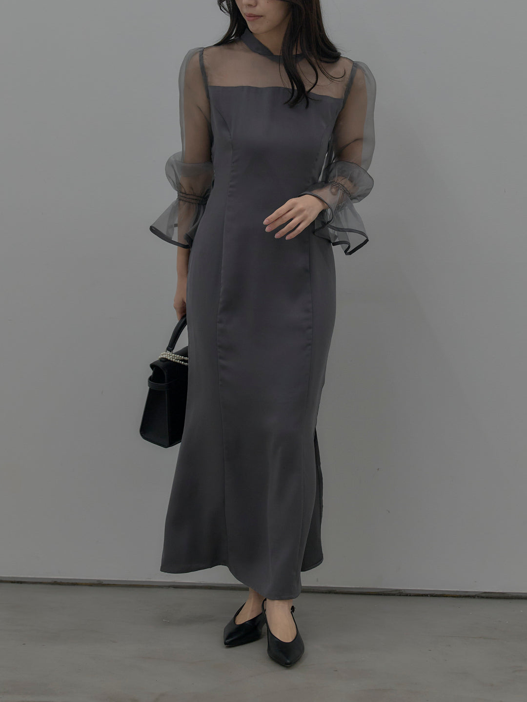 【essential】スタンドカラーマーメイドドレス