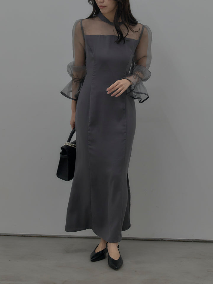 【essential】スタンドカラーマーメイドドレス