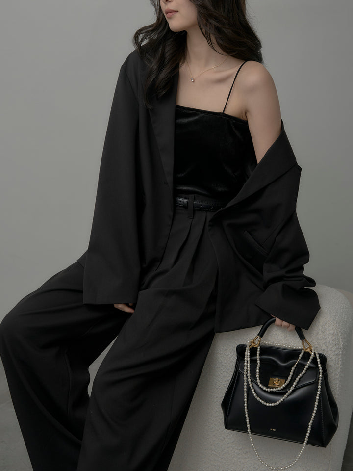 【SET】【Essential】ボックスシルエットテーラードジャケット+【Essential】３タックスラックス(2set)