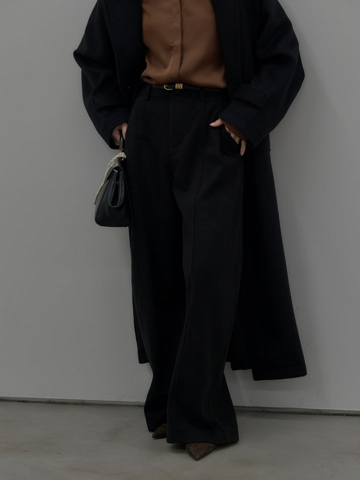 裏起毛センターシームタックワイドパンツ