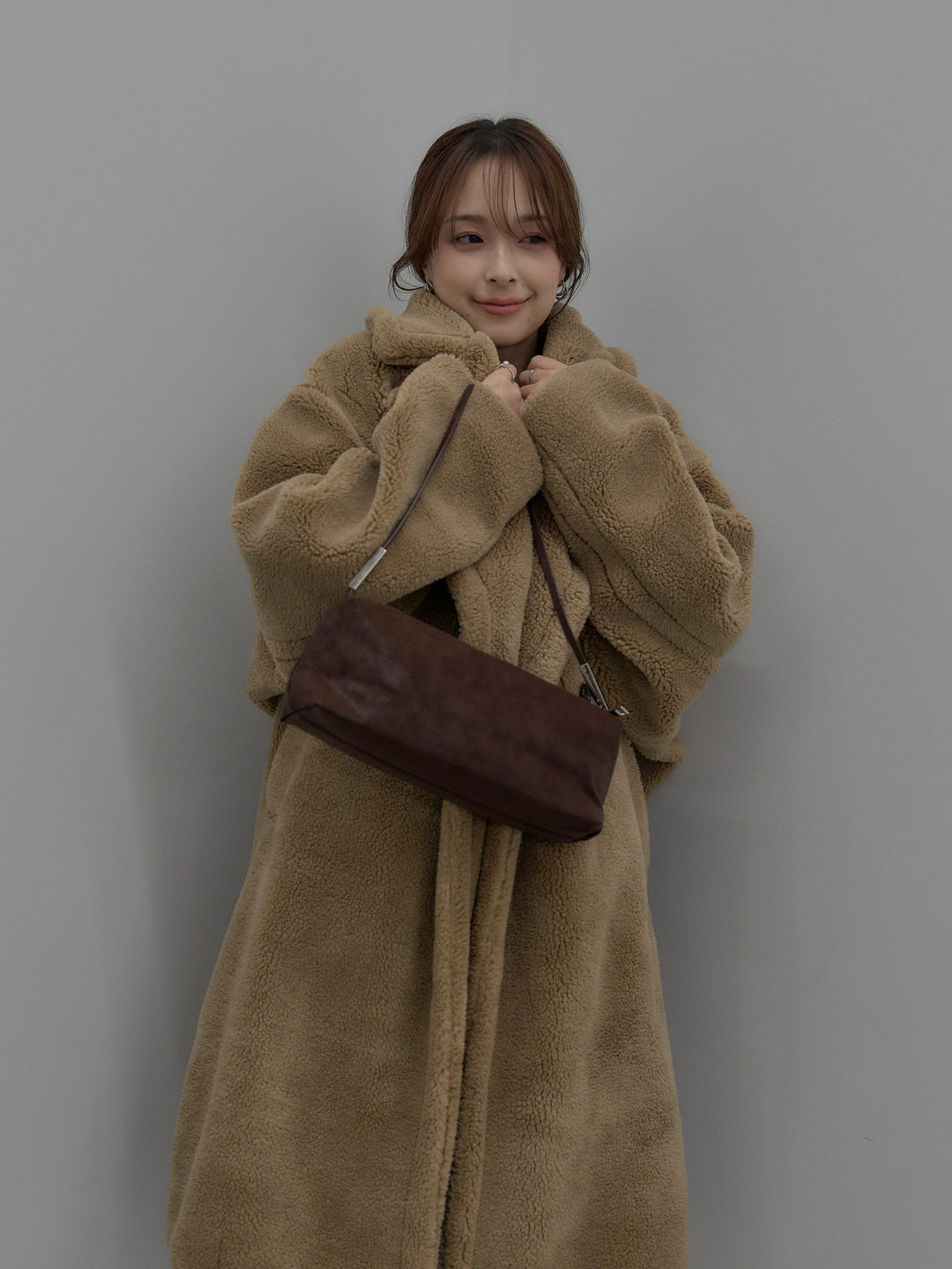 【SET】テディボアロングコート+ベロアバルーンミニスカート(インパン付き)(2set)