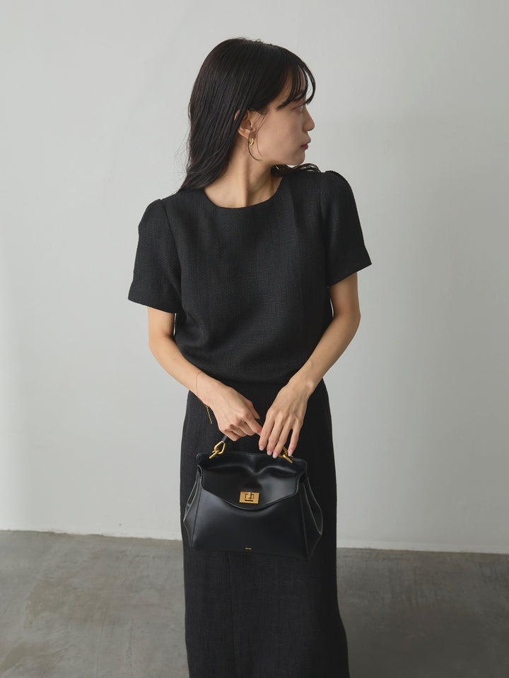 【Essential】ツイードハーフスリーブトップス