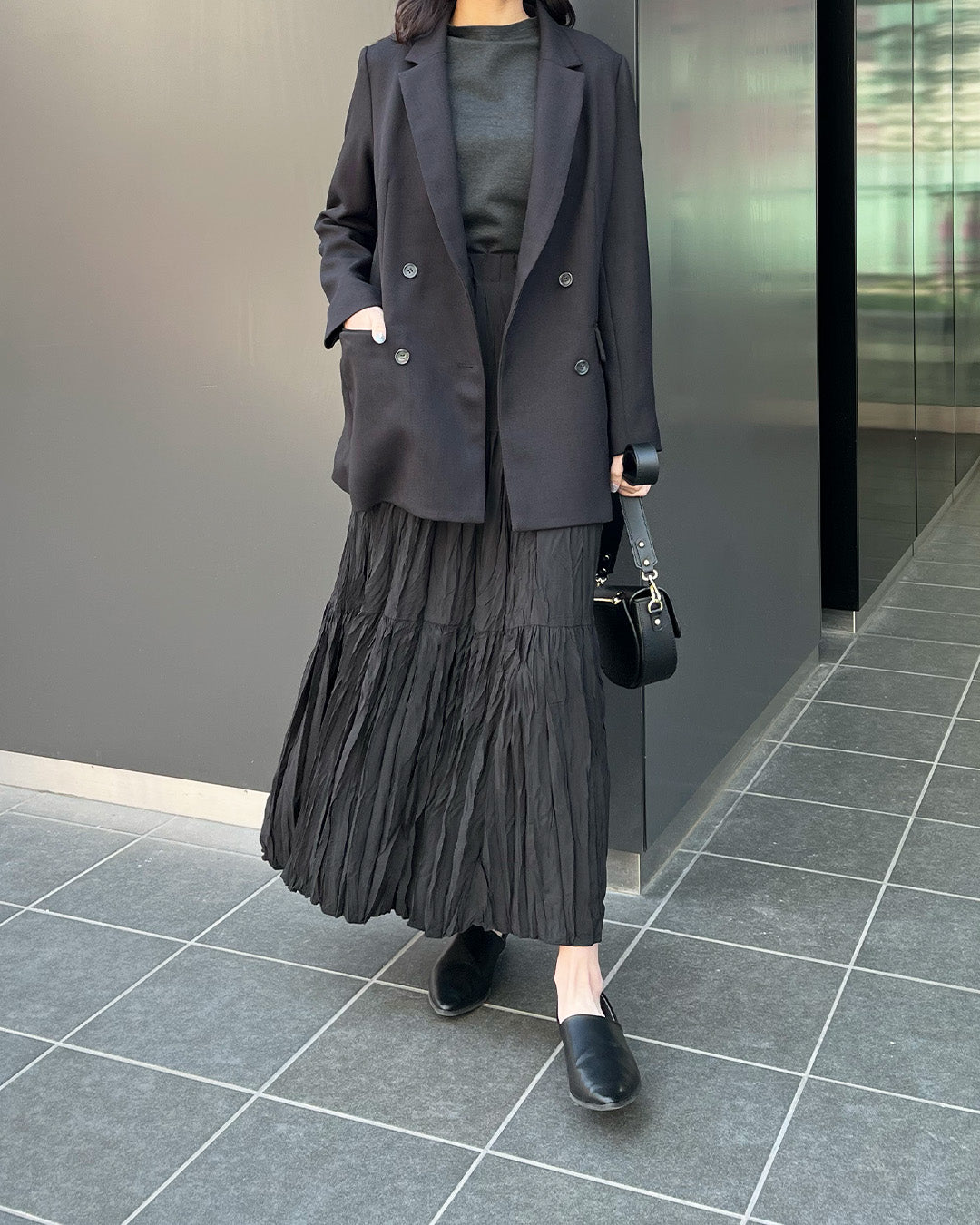 MARKANDLONA 黒 プリーツスカートパンツ BLACK BY MOUSSY | pleats skirt (スカート(ロング) ) |SHEL