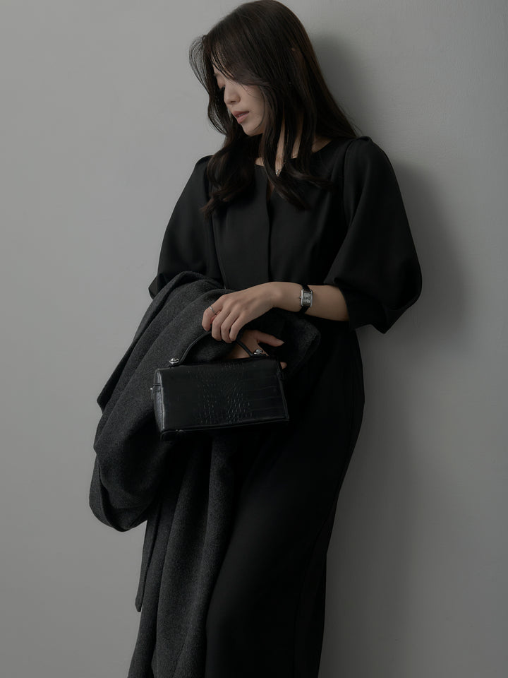 【Essential】裾レースパフスリーブワンピース