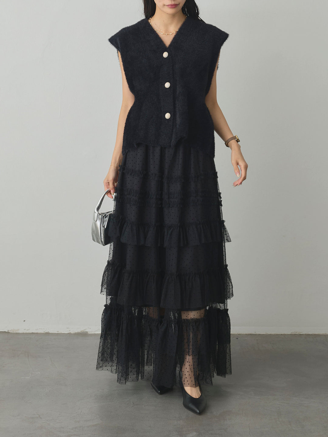 [予約]ドットチュールティアードスカート