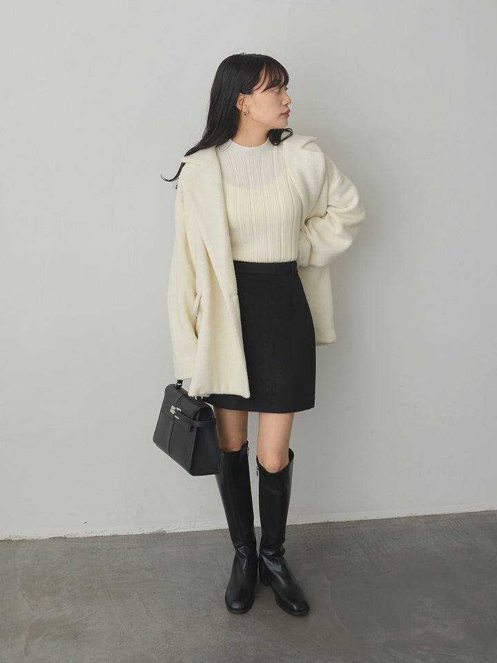 【SET】【Essential】オーバーサイズジャケットコート+【Essential】ウールタッチミニスカート(2set)