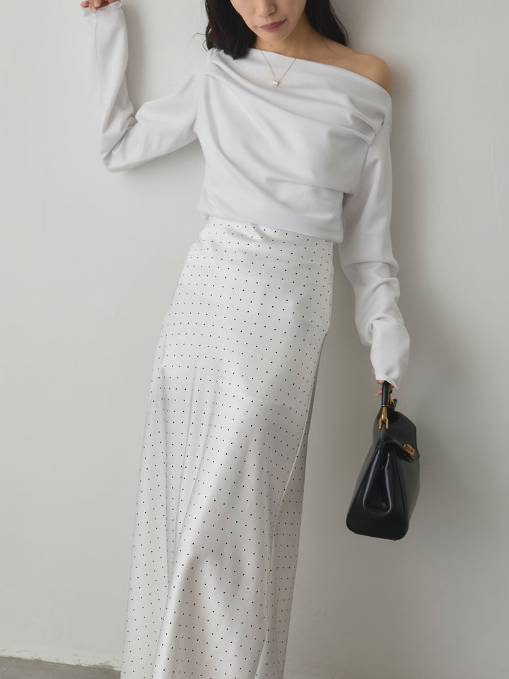 【Essential】2wayショルダードレープカットトップス