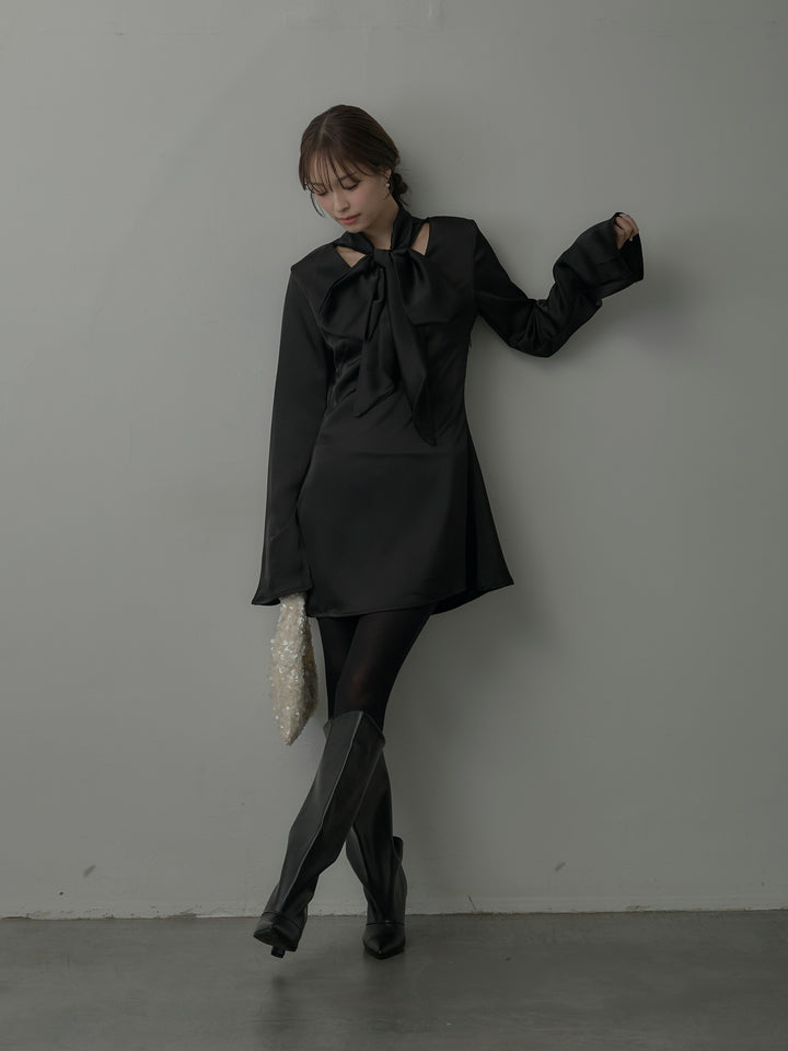 ボウタイサテンミニワンピース