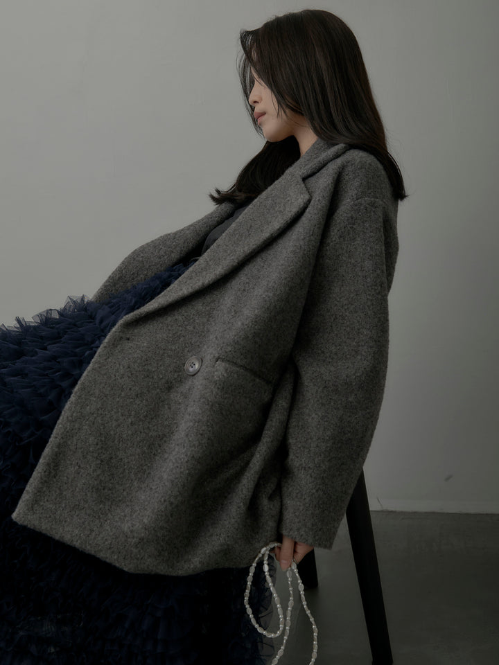 【SET】【Essential】オーバーサイズジャケットコート+ドラマチックフリルチュールスカート(2set)