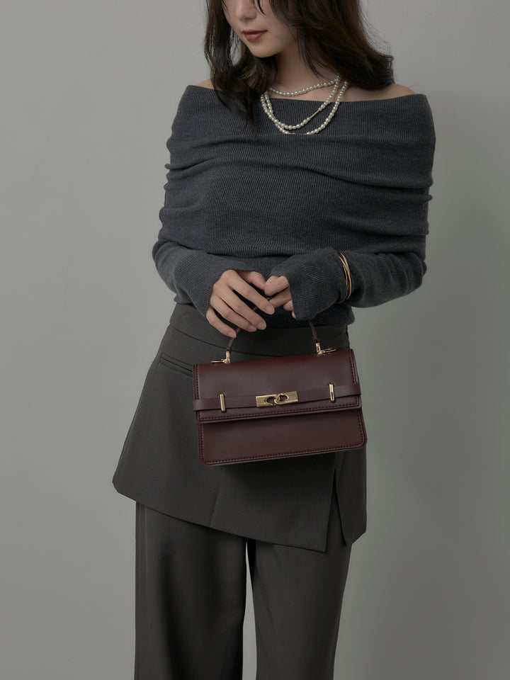 [予約]オフショルリブニットトップス