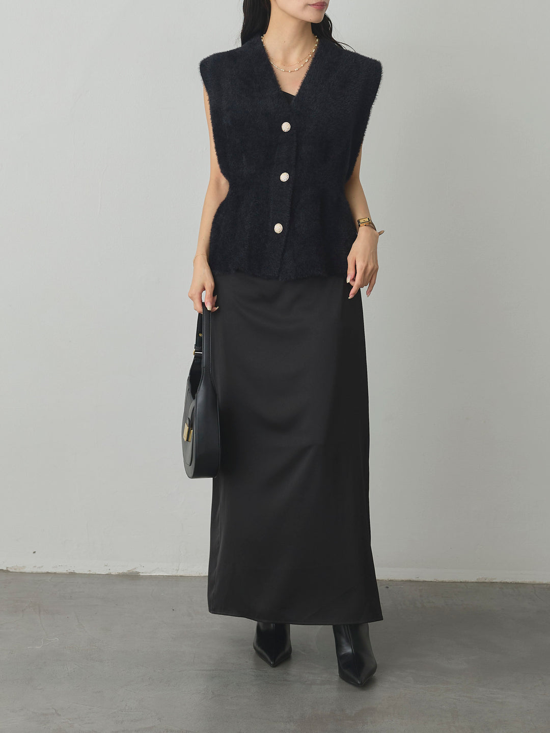 [予約]シャギーニットペプラムベスト