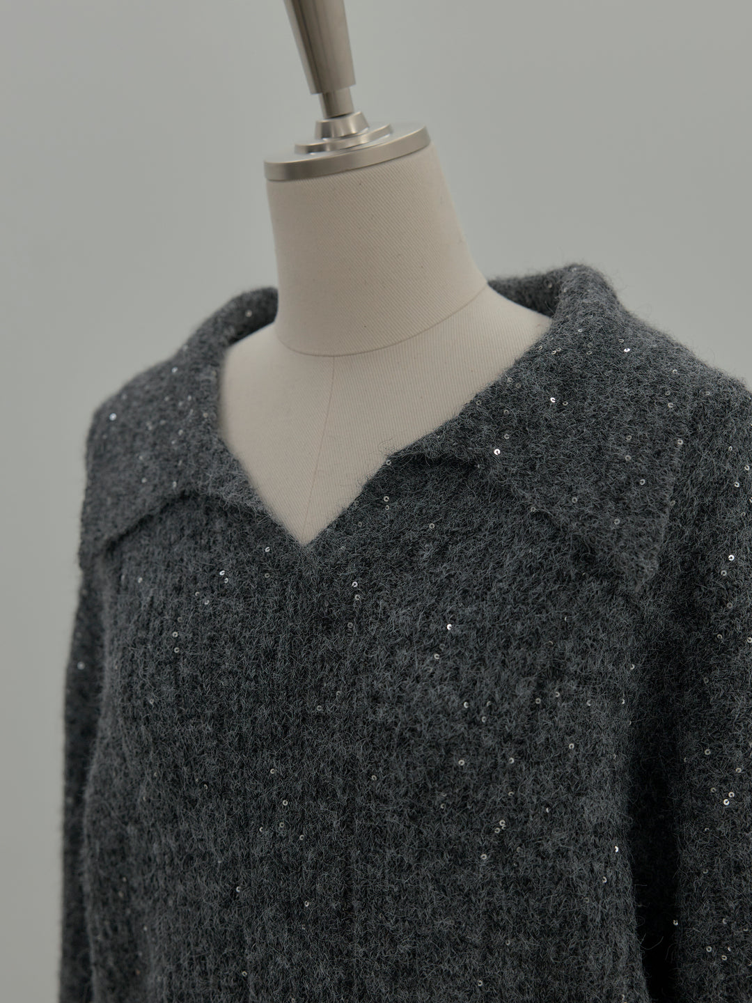 スパンコールスキッパーニットトップス