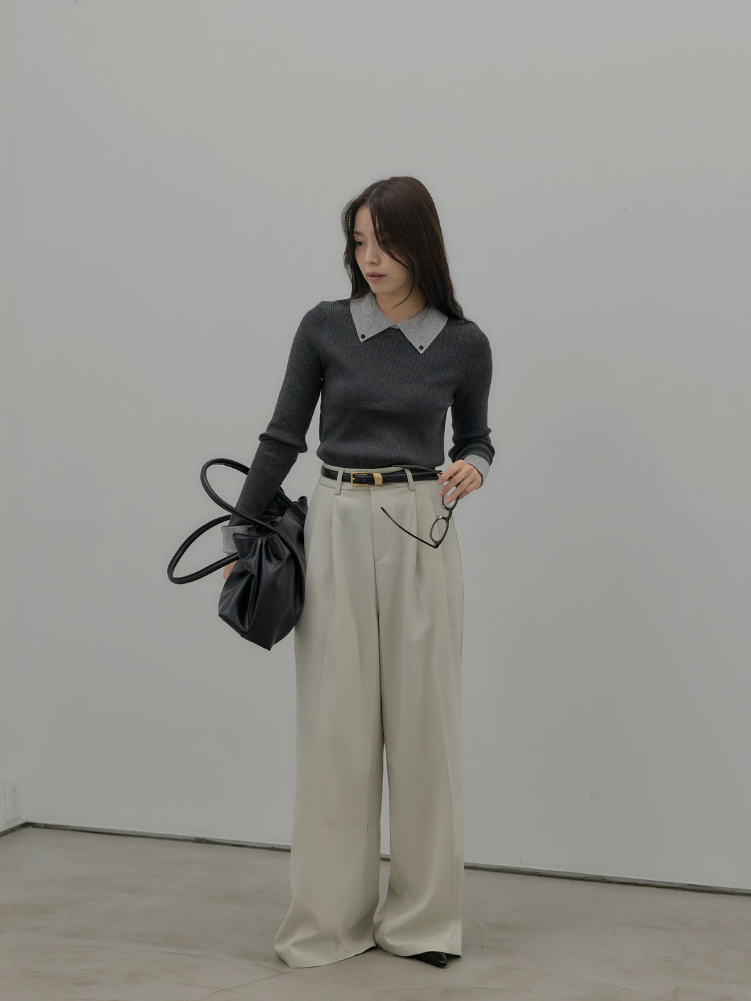 デザインタックワイドパンツ