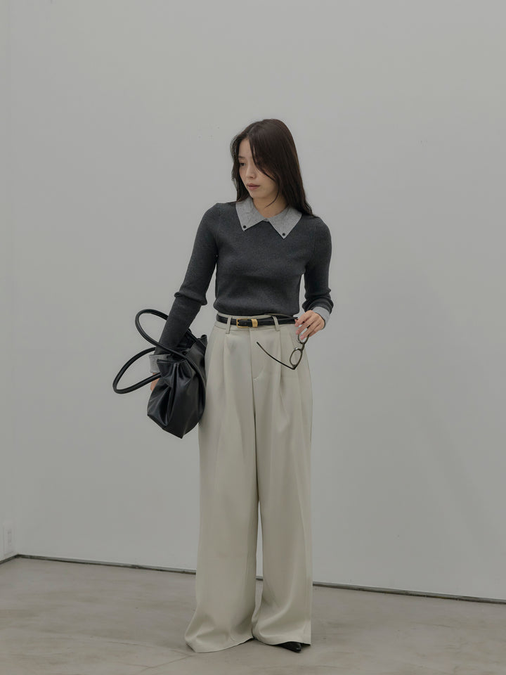 デザインタックワイドパンツ