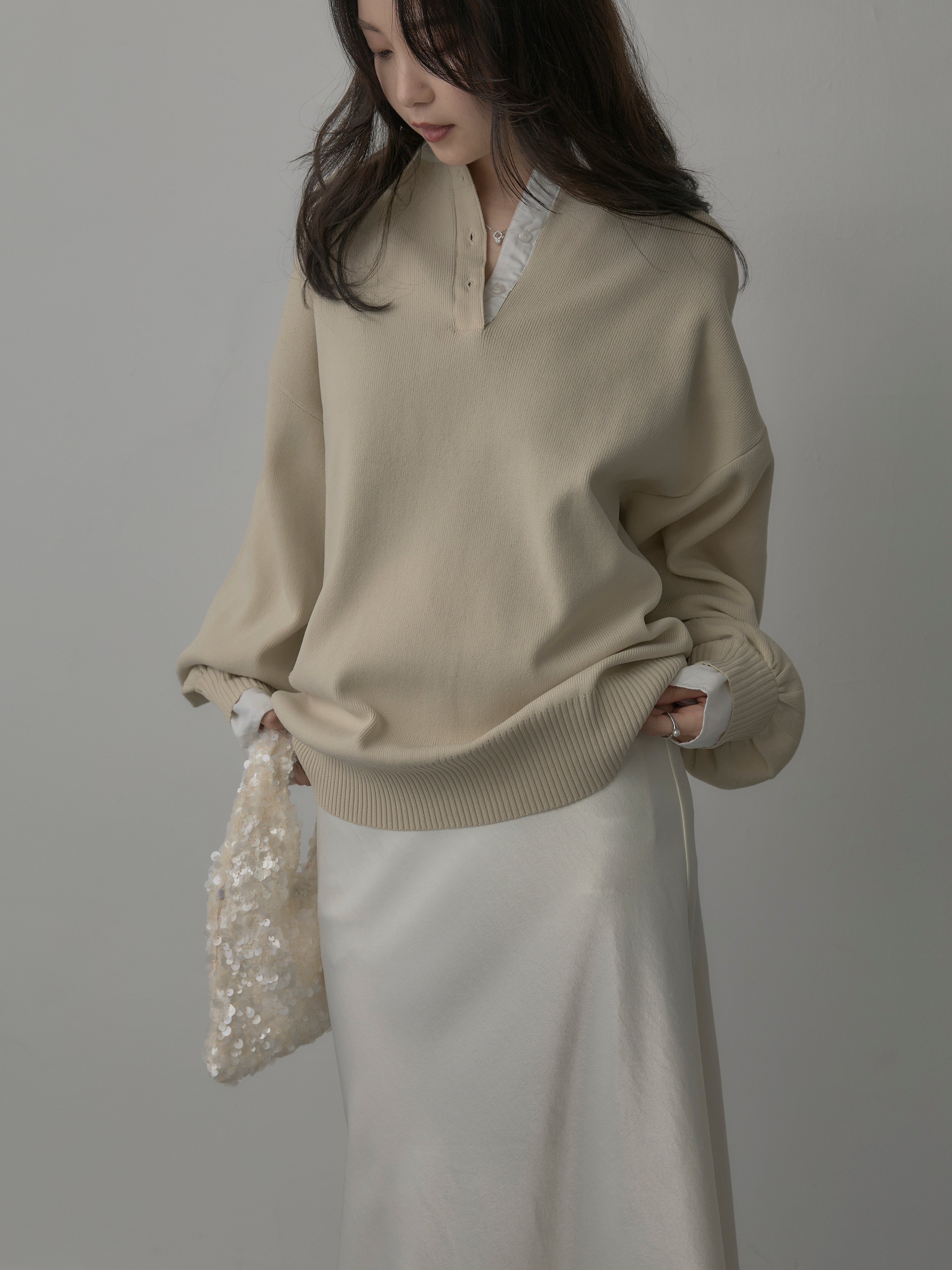 【nairo】襟付きポロトップス+ナローAラインサテンスカートM SET】襟付きポロトップス+ナローAラインサテンスカート(2set) – nairo