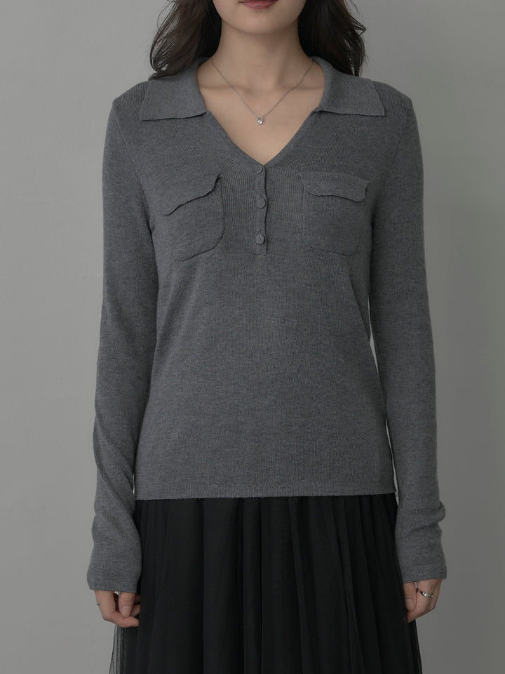 【SET】ポケットデザインリブニットトップス+ボリュームチュールスカート(2set)