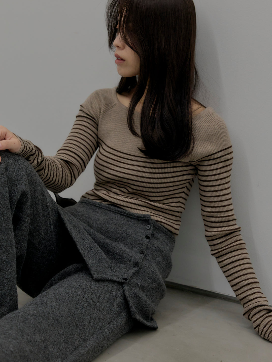 ミックスヤーンニットラップパンツ