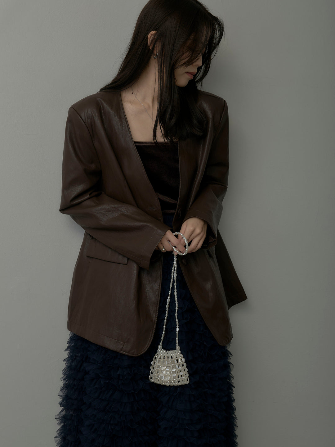 レザーノーカラージャケット