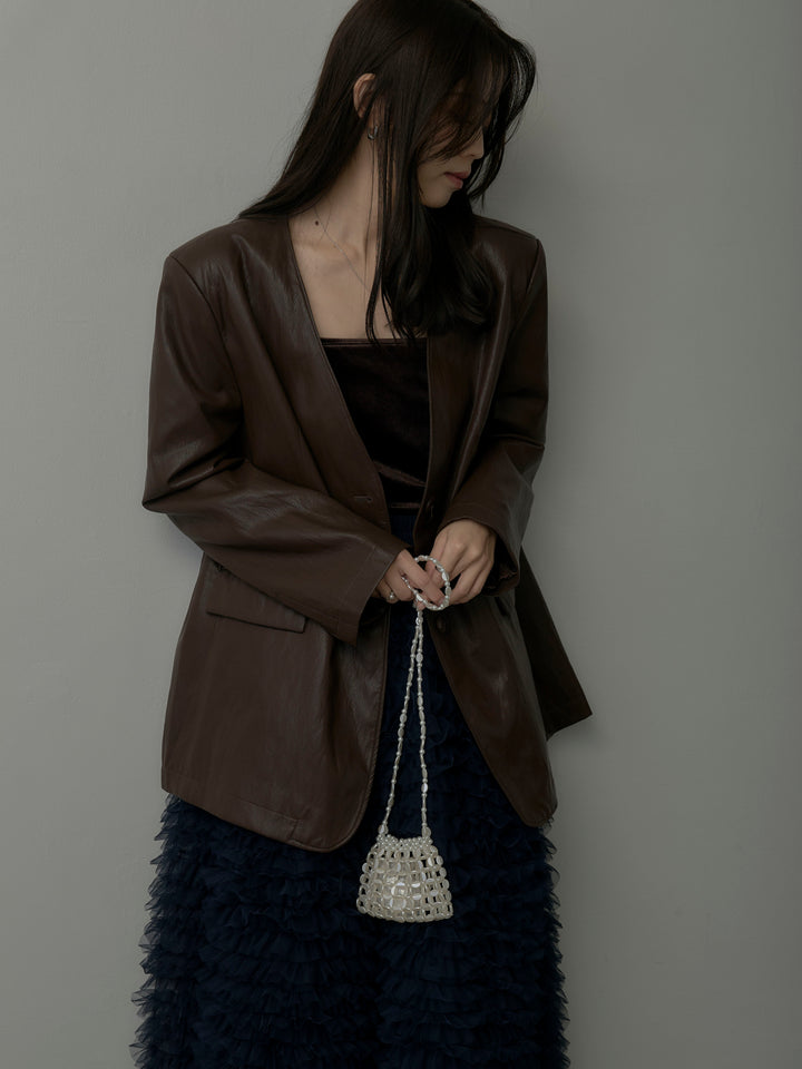 レザーノーカラージャケット