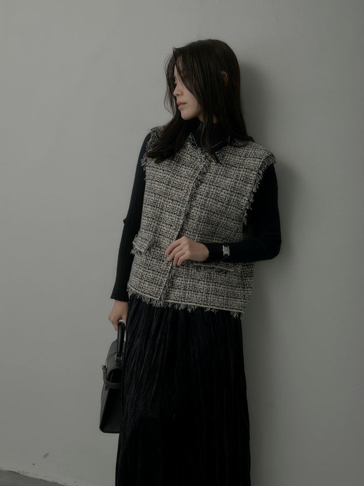 ツイードフリンジベスト