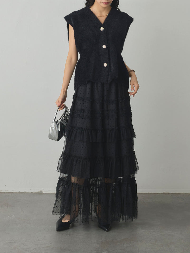 [予約]ドットチュールティアードスカート