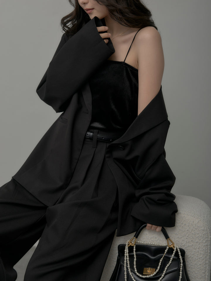 【SET】【Essential】ボックスシルエットテーラードジャケット+【Essential】３タックスラックス(2set)