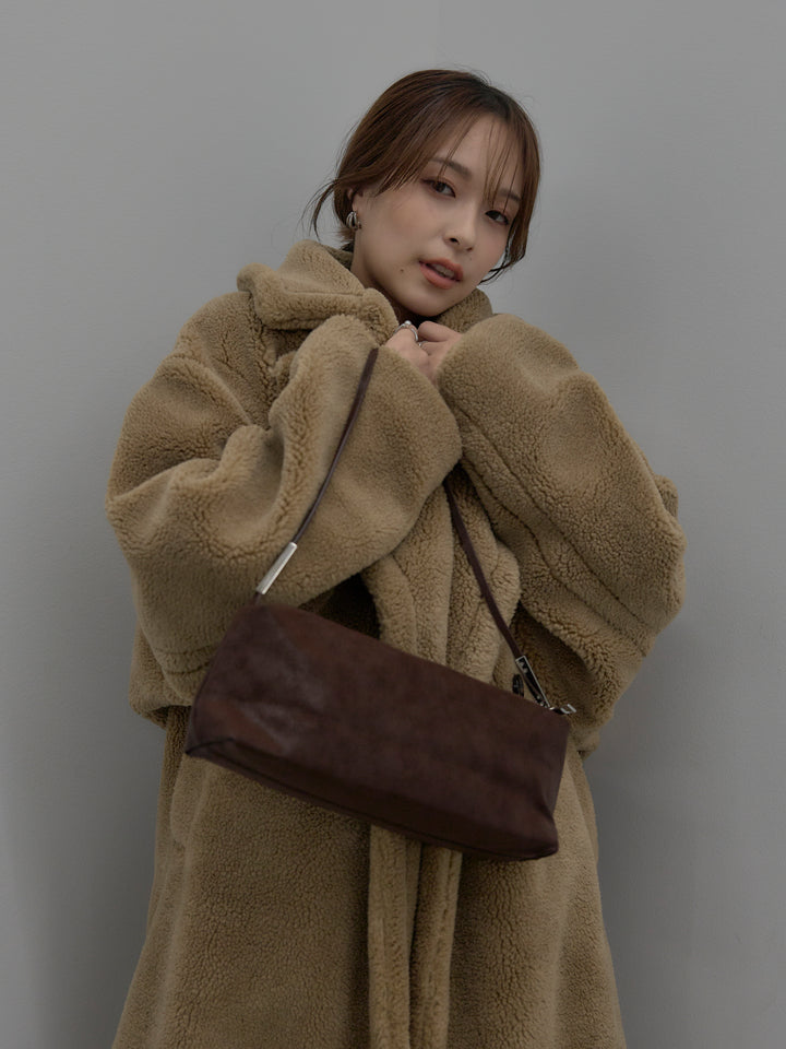 【SET】テディボアロングコート+ベロアバルーンミニスカート(インパン付き)(2set)