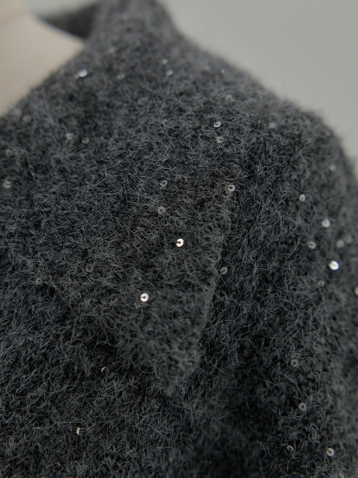 スパンコールスキッパーニットトップス