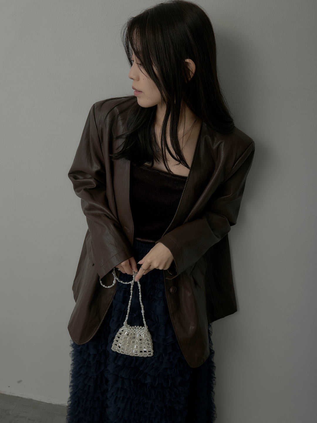 レザーノーカラージャケット