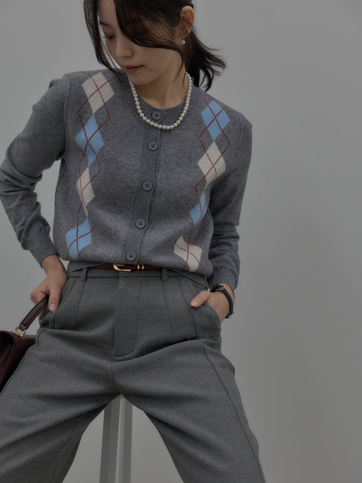アーガイル柄ニットカーディガン