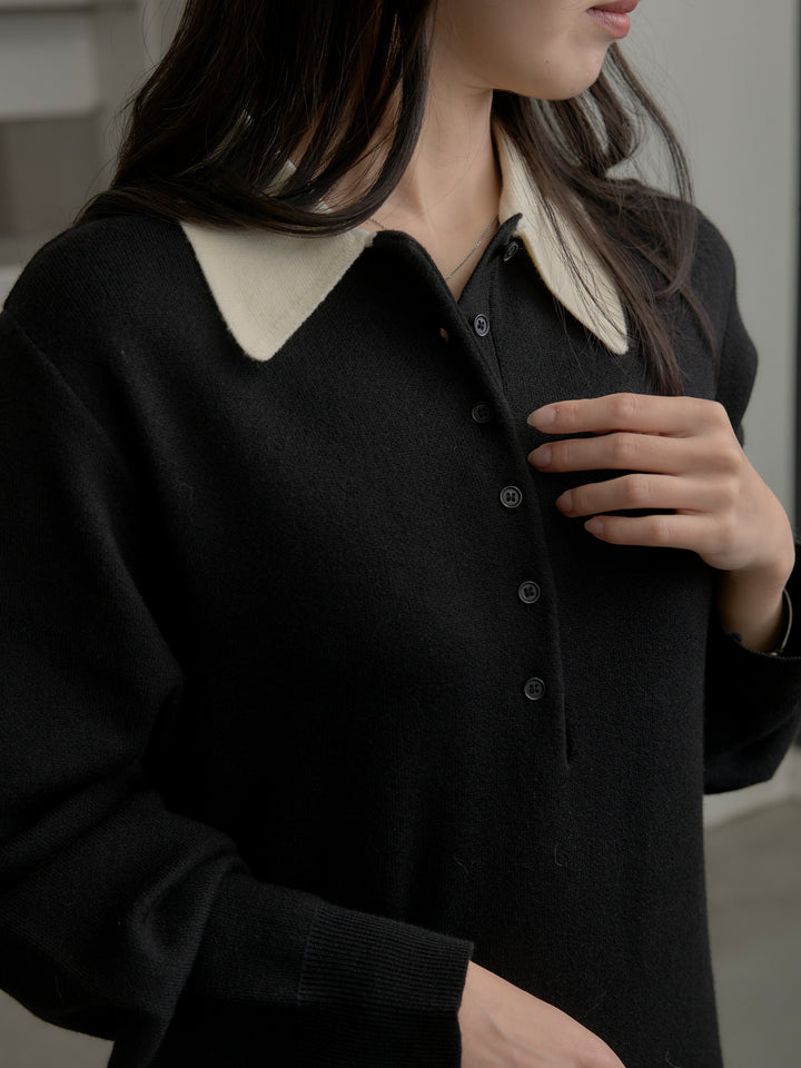 配色ポロニットワンピース