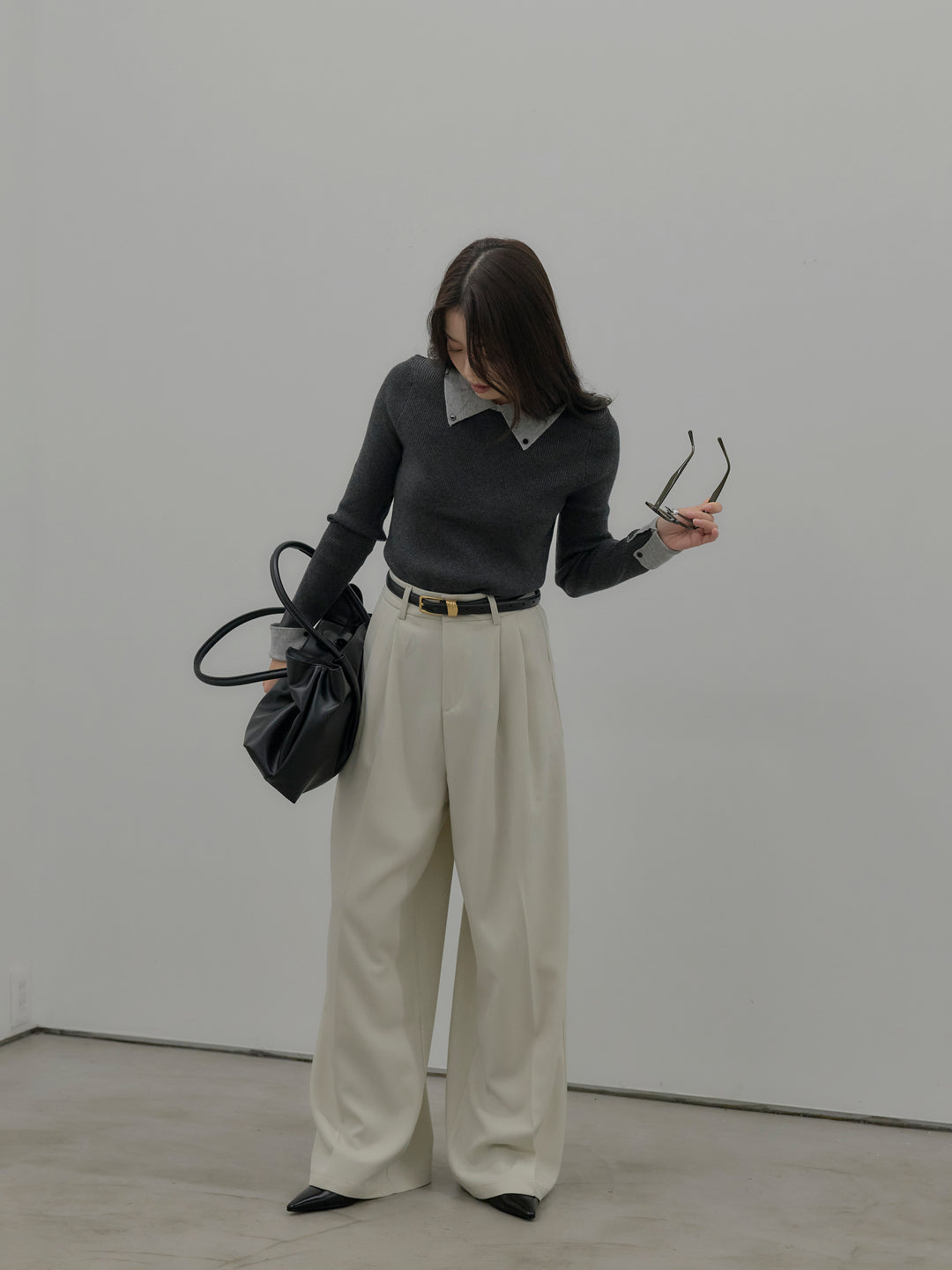 デザインタックワイドパンツ