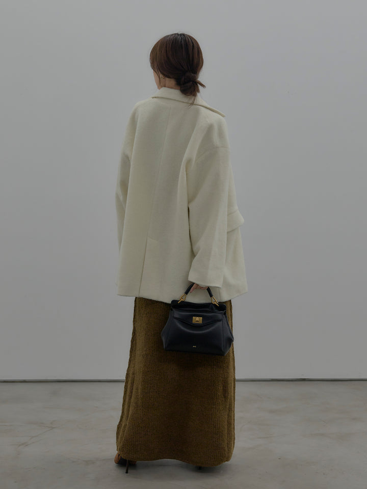 【SET】【Essential】オーバーサイズジャケットコート+リュクスリブニットロングドレス(2set)