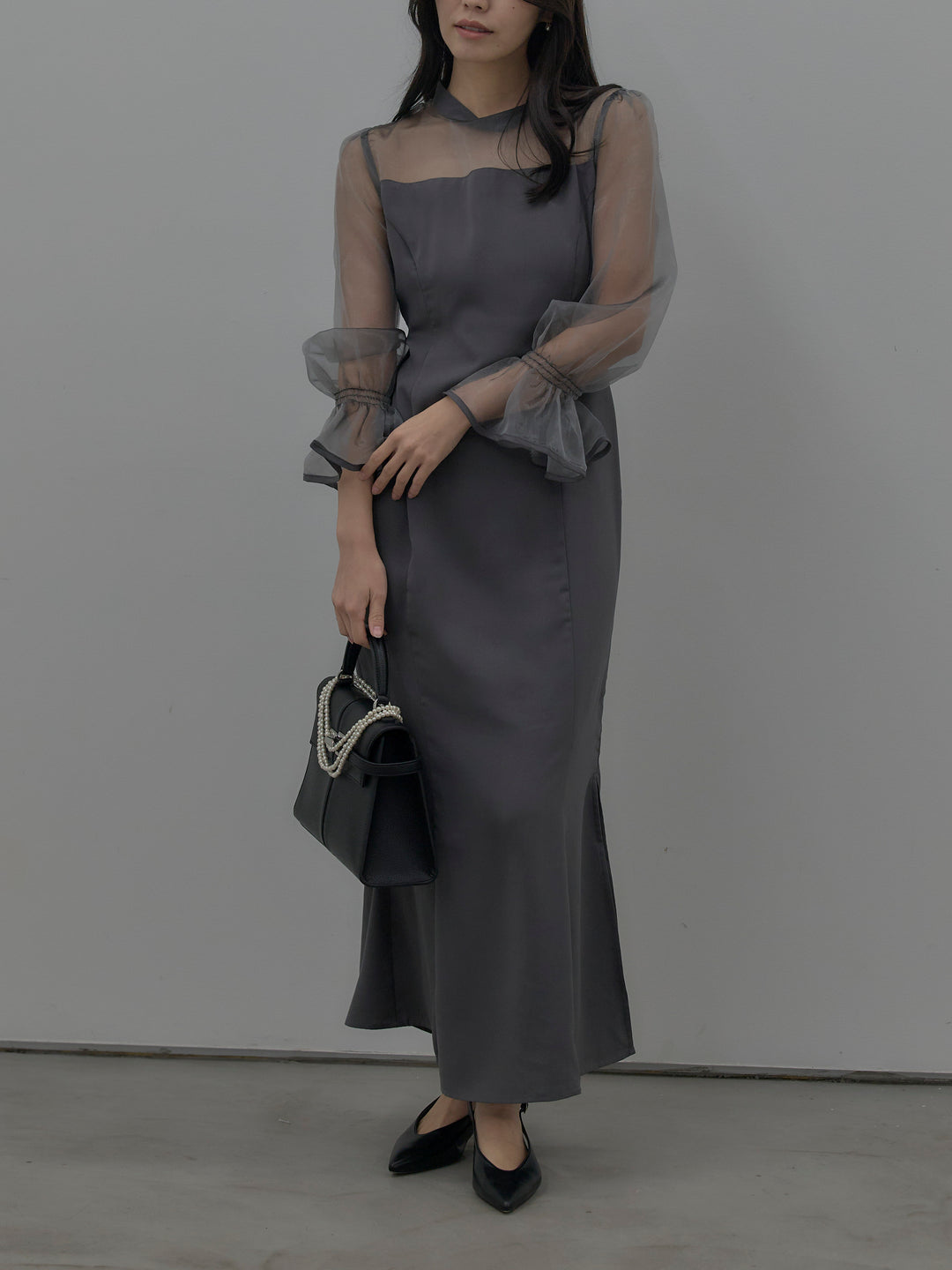 【essential】スタンドカラーマーメイドドレス