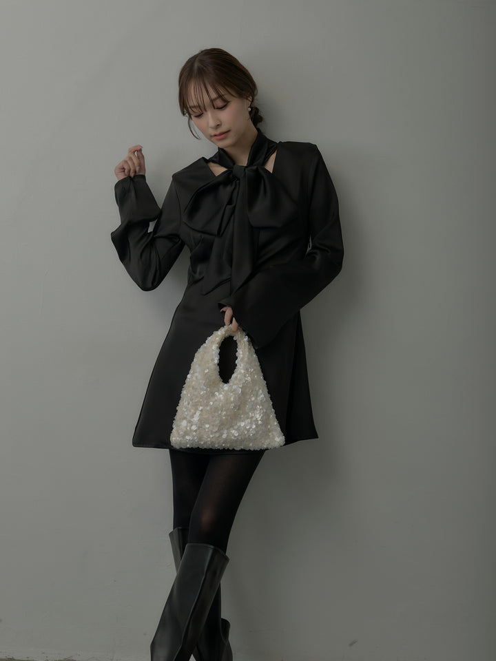 ボウタイサテンミニワンピース