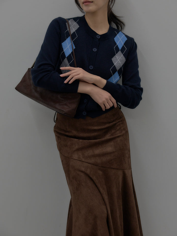 アーガイル柄ニットカーディガン