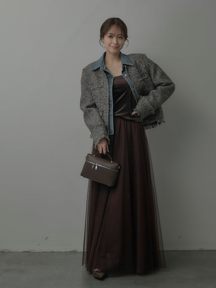 デニムドッキングオーバーサイズツイードジャケット