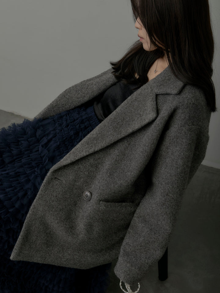 【SET】【Essential】オーバーサイズジャケットコート+ドラマチックフリルチュールスカート(2set)