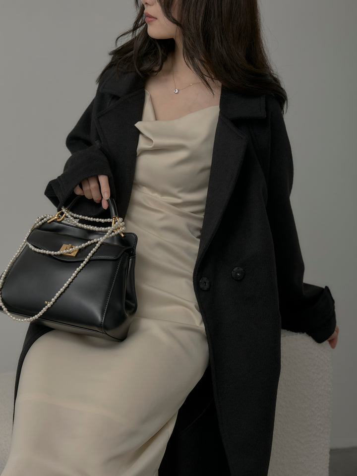 【SET】【Essential】ソフトウールリバートレンチコート+【Essential】サテンドレープキャミワンピ(2set)