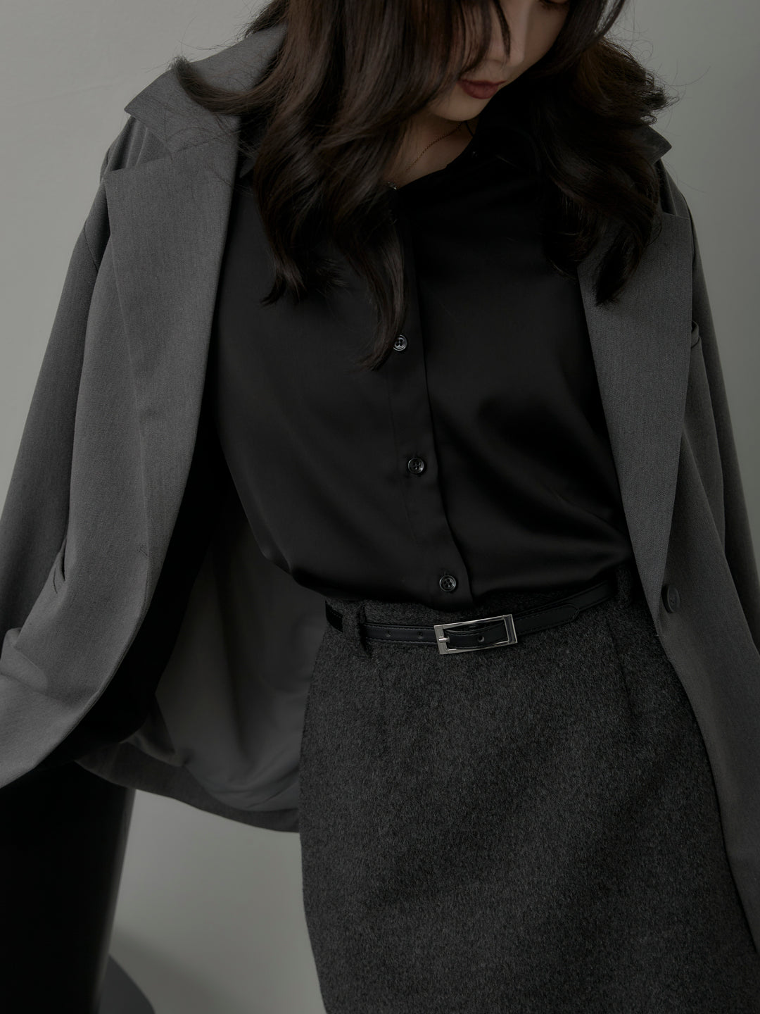 【SET】【Essential】ボックスシルエットテーラードジャケット+【Essential】ウールタッチミニスカート(2set)