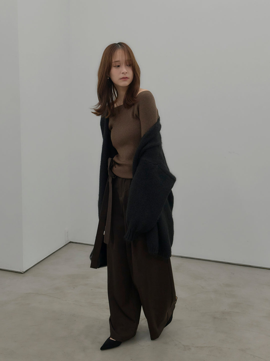 ウエストリボンワイドパンツ