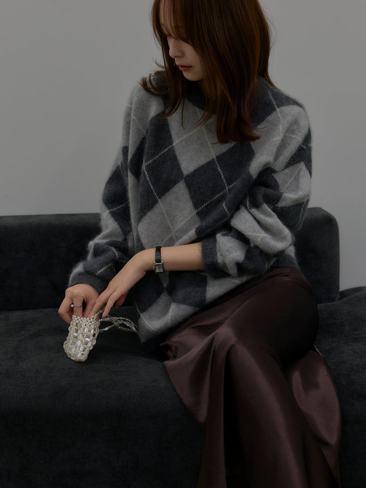 【premium touch】アーガイル柄ニットプルオーバー