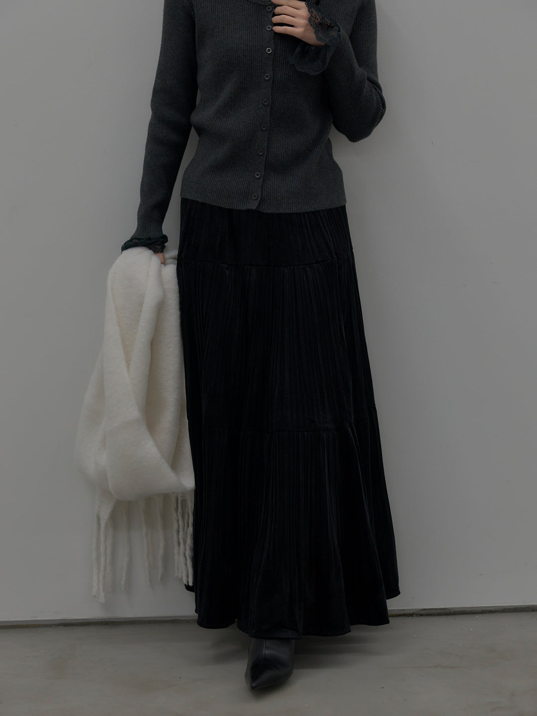 レースドッキングリブニットトップス