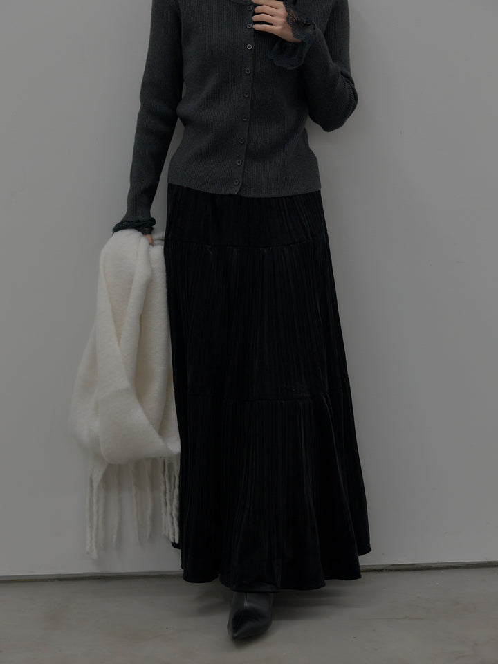 レースドッキングリブニットトップス