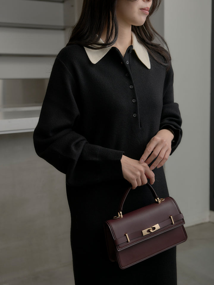 配色ポロニットワンピース