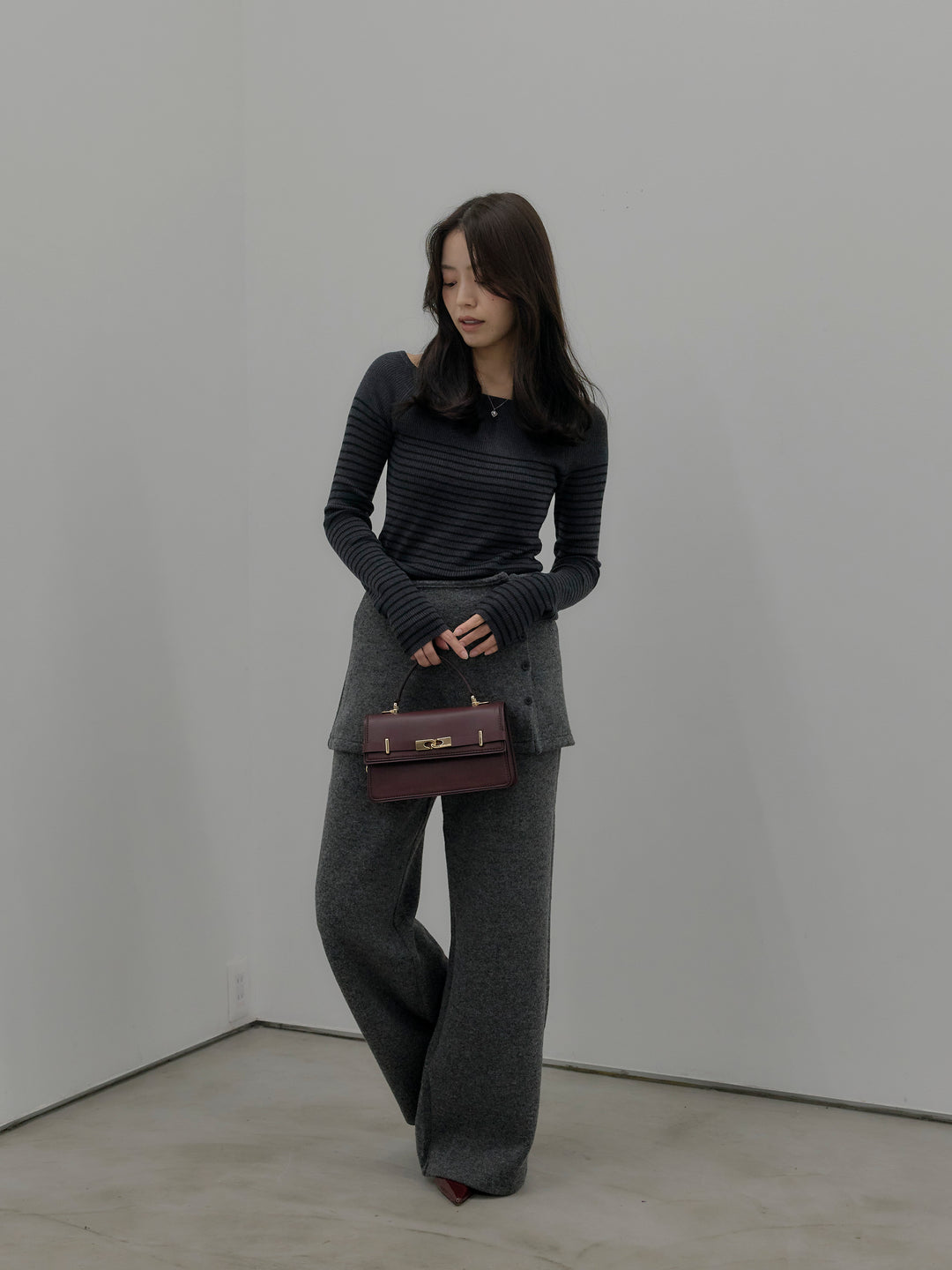 ミックスヤーンニットラップパンツ