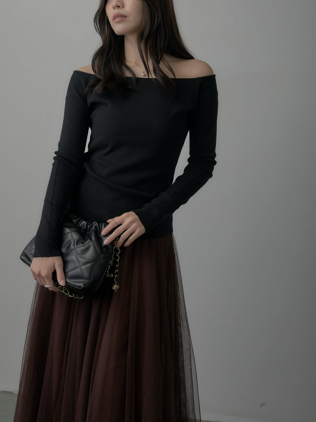 2wayリブニットポンチョトップス