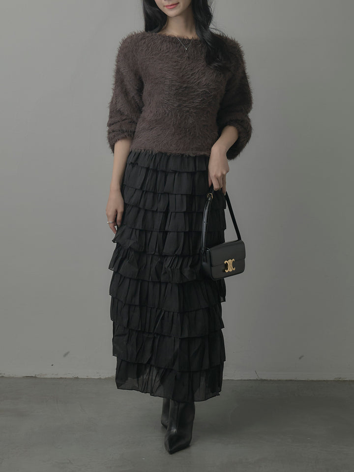 バイカラーフリルチュールスカート