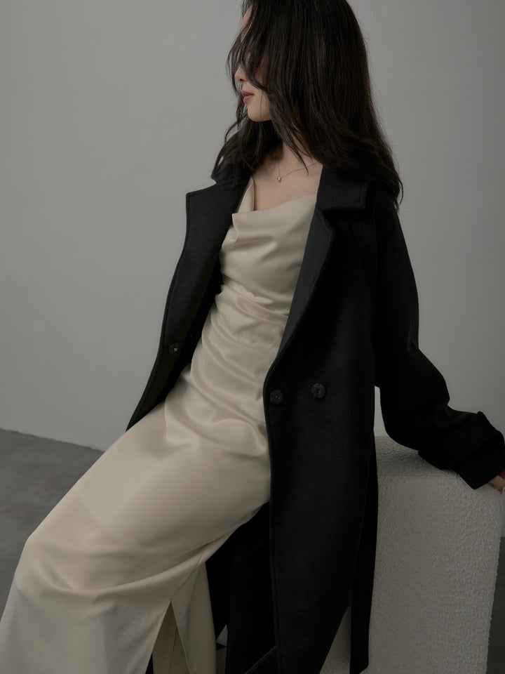 【SET】【Essential】ソフトウールリバートレンチコート+【Essential】サテンドレープキャミワンピ(2set)